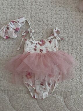 Angel Dear Pink Ballet Tulle One-Piece Romper with Headband